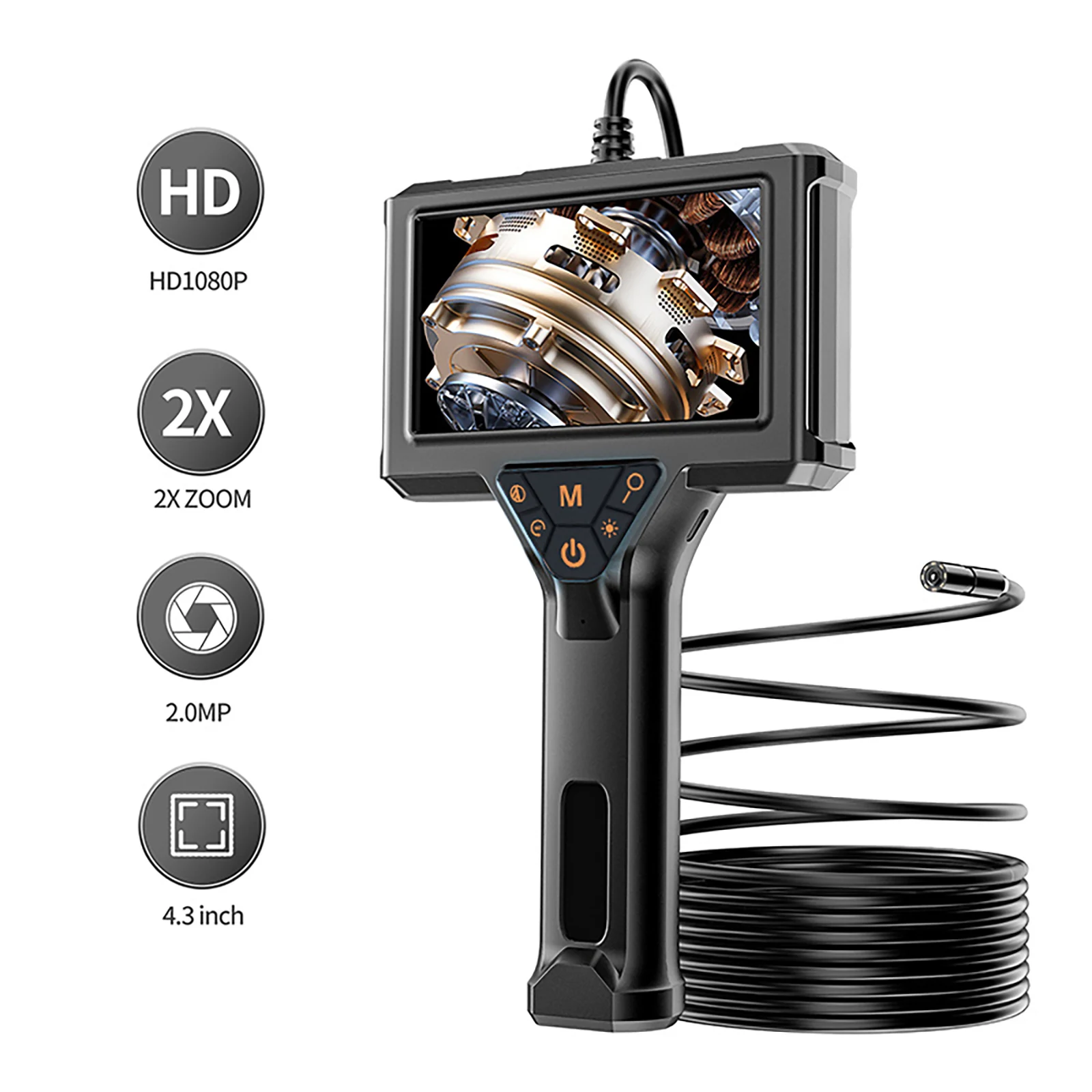 AOERWEI Industrial Endoscope 4.3 Inch  Handheld Borescope  HD 1080P IP67 Waterproof Camera With 8 LED Lights For Pipe Sewer Inspection