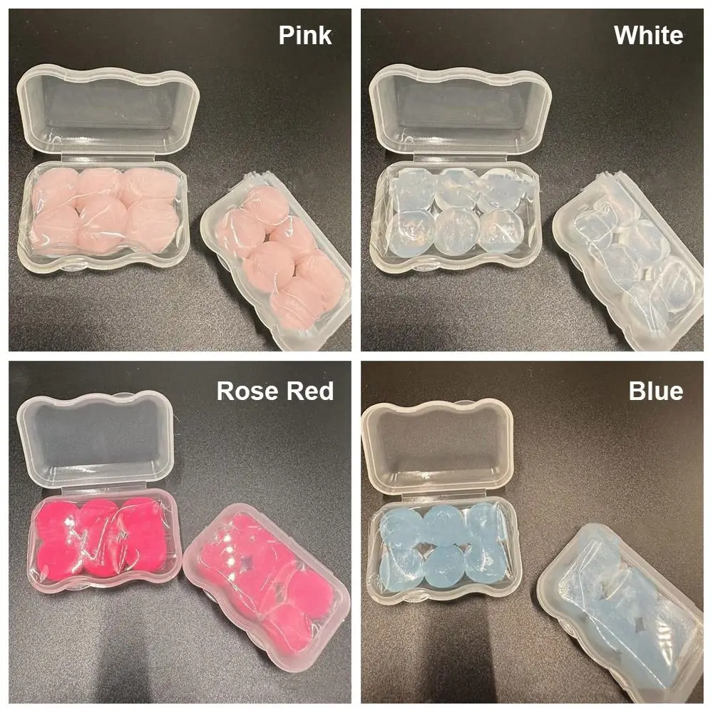 남녀공용 부드러운 실리콘 귀마개, 투명 수면 방음 귀마개, 수영 소음 방지 소음 감소 귀마개, 6 개