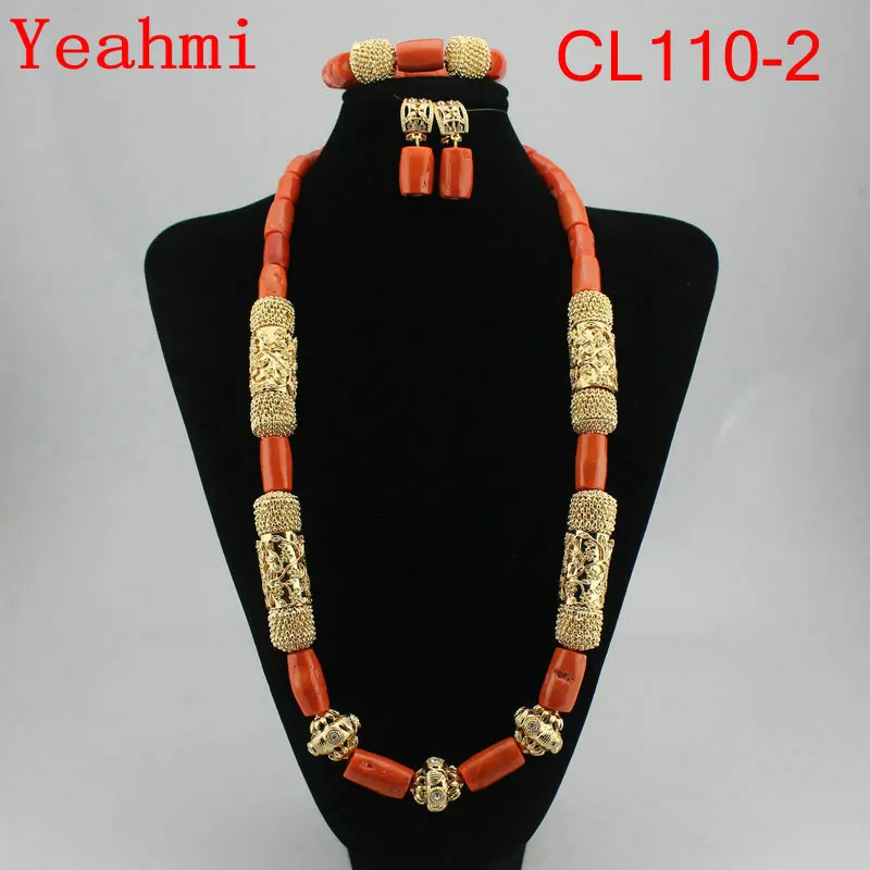 Beautiful Indian Bridal Coral Statement Necklace Set Wedding Nigerian Coral Beads Necklace Set Women Jewelry Set