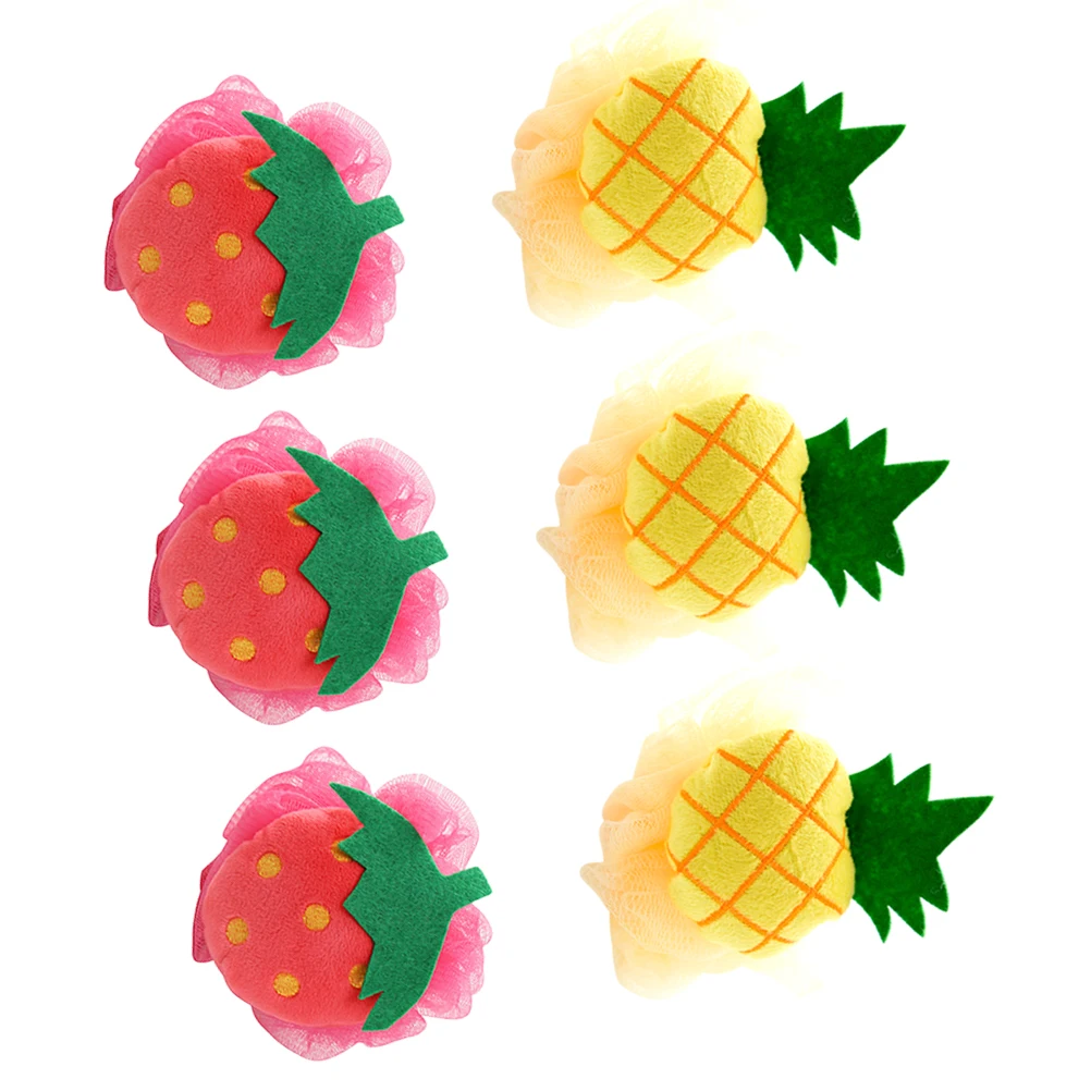 

6pcs Fruit Shaped Bath Ball Soft Exfoliating Scrubbing Body Cleaning Mesh Sponge Shower Ball For Skin Care (Random Pattern)