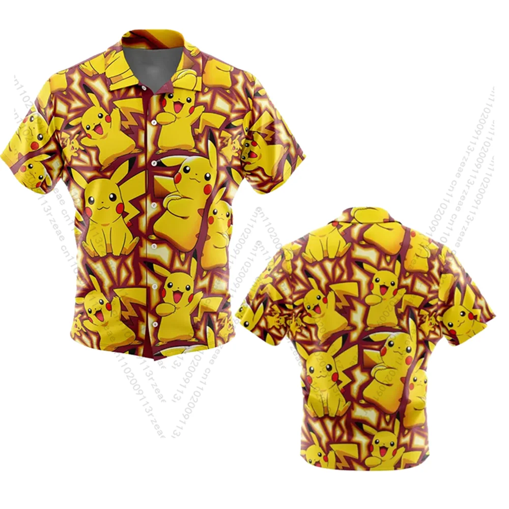 anime-pikachu-pokemon-hawaii-praia-camisa-shorts-masculino-y2k-pikachu-cosplay-harajuku-impressao-crianca-hip-hop-moda-casual-tendencia-camisa