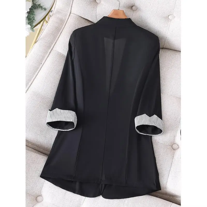 Women Clothing Korean Slim 3/4 Sleeve Cardigan Spring Summer New Solid Color Thin All-match Elegant Shirt Tops Fashion Vintage