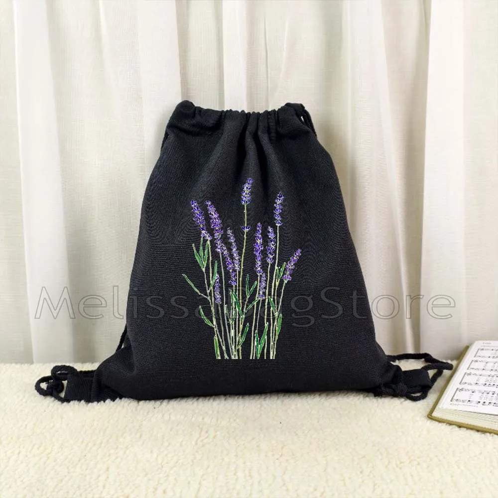 Watercolor Wildflowers Cactus Tulips Cosmos Flowers Gift Camellia Daffodil Lavender Drawstring Backpack Gym Sackpack String Bags