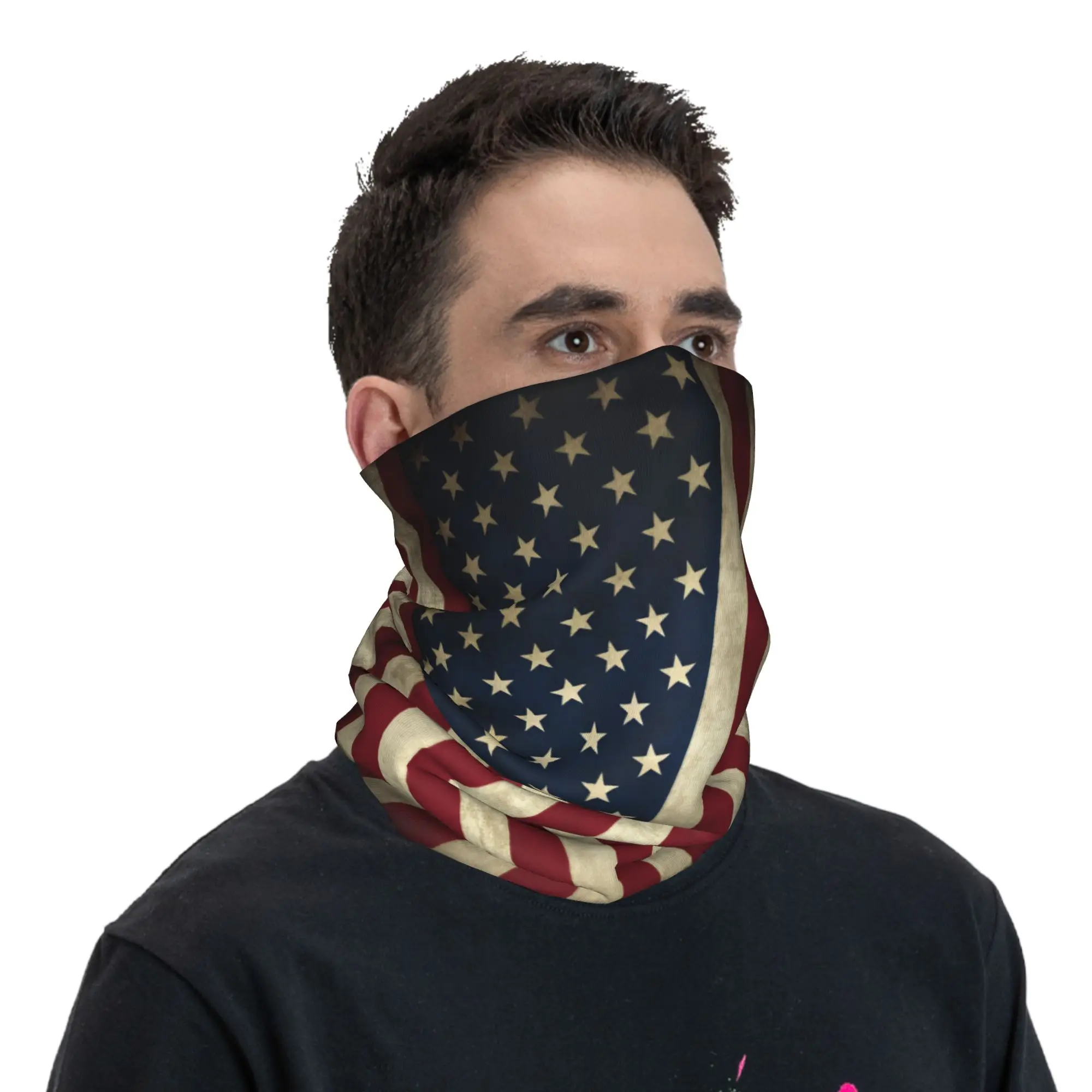 American Flag Bandana Neck Gaiter Printed  Magic Scarf Multifunctional Face Mask Riding Unisex Adult Breathable