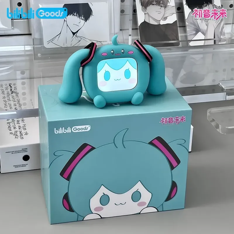 かわいい初音ミクキューブフェイス液晶タッチスクリーンtwsイヤホンギフトボックスインタラクティブディスプレイbluetooth誕生日プレゼント