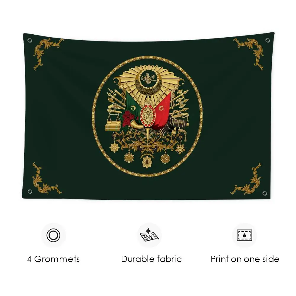 

Ottoman Empire Tughra Flags 3x5 Ft Custom Banner For Garage Door Room Decor Wall Out Decoration With Metal Buckle