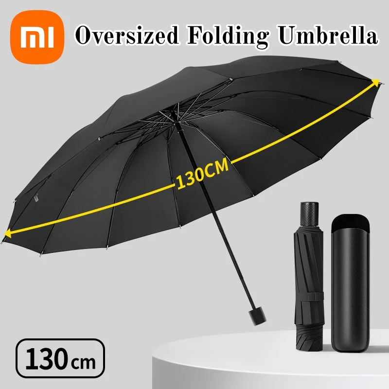 

Xiaomi Umbrella Enlarged Thickened Reverse 12 Rib Reinforced Umbrella Men Folding Umbrella Oversized Windproof Rainproof 130cm