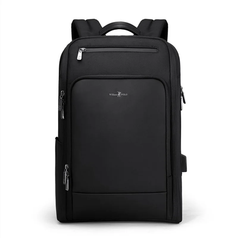 WILLIAMPOLO Waterproof Business Backpack Men USB Charging Laptop Bag Fashion Student Bookbag Outdoor Travel Man Backpack