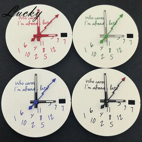 High Quality NH35 NH36 Hands + Watch Dial Set 28.5mm DIY Watch Faces Fit NH35 Movement Who Cares Lt's Already Late Accessories ﻿