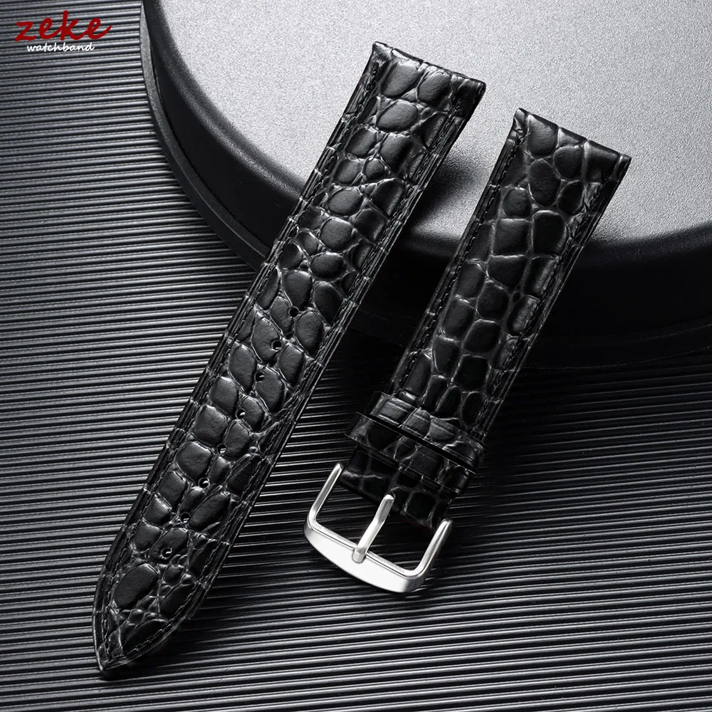 Crocodile Pattern Design Leather Wristwatch Band 12mm 14mm 16mm 18mm 19mm 20mm 22mm Soft Watchbands Casual Business Watch Strap