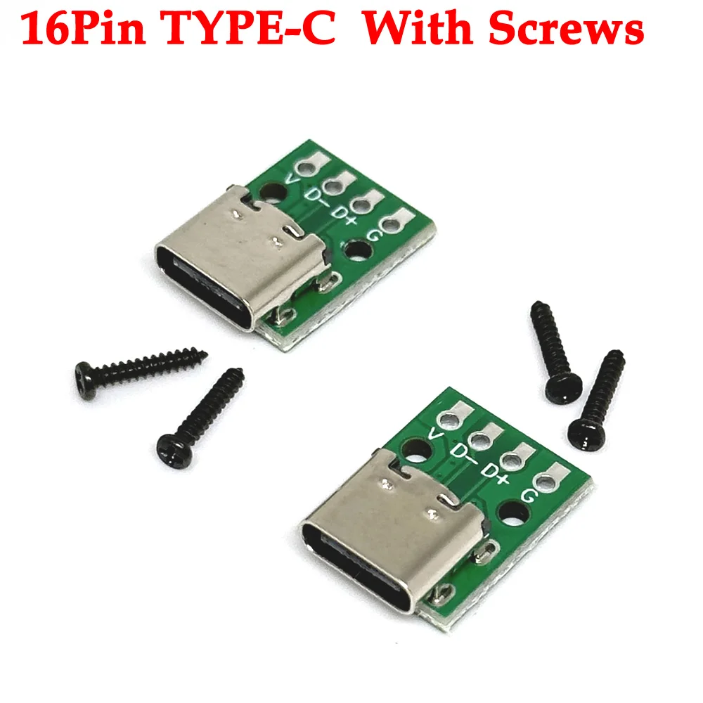

TYPE-C USB 3.1 Type C Connector 16 Pin Test PCB Board Adapter Connector Socket With screws For Data Line Wire Cable Transfe