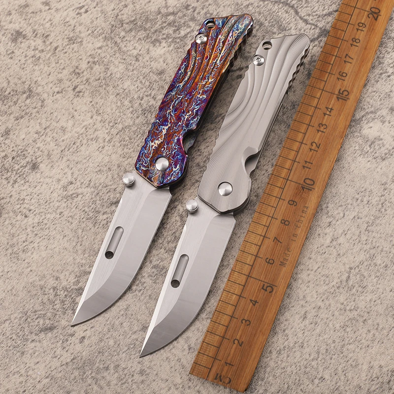 New VG10 Steel+Oil Smooth Anodized Titanium Alloy Handle Folding Camping Pocket Survival Fruit Collection EDC Knife