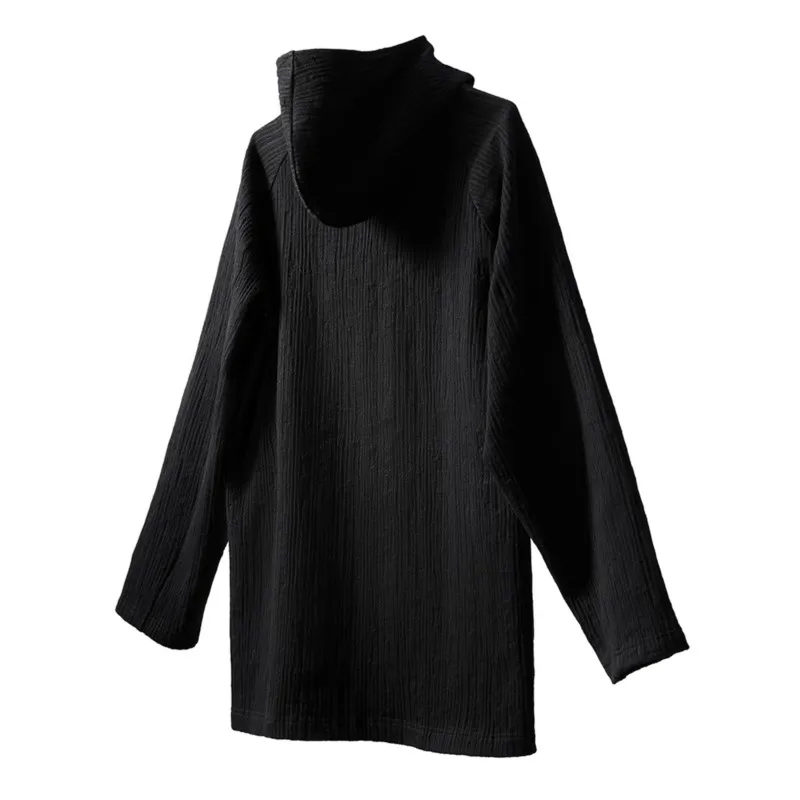 High Quality Pleated Casual Split Long Sleeve Black Sweater