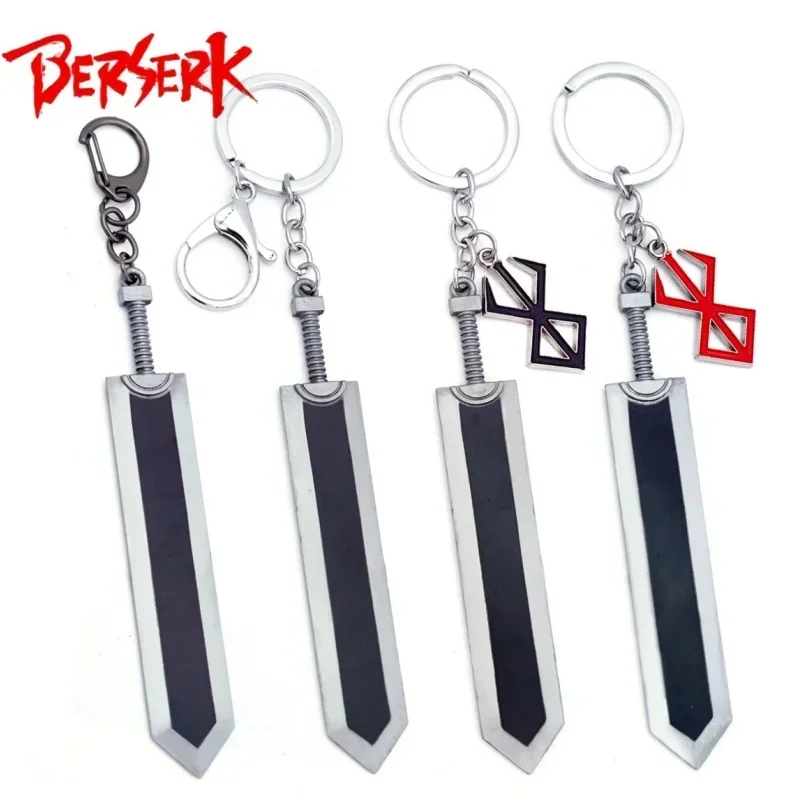 

Berserk Anime Keychain Necklace Guts Sword Jewelry Set Key Chain Keyrings Earings for Men Women Accessories Key Ring Pendant