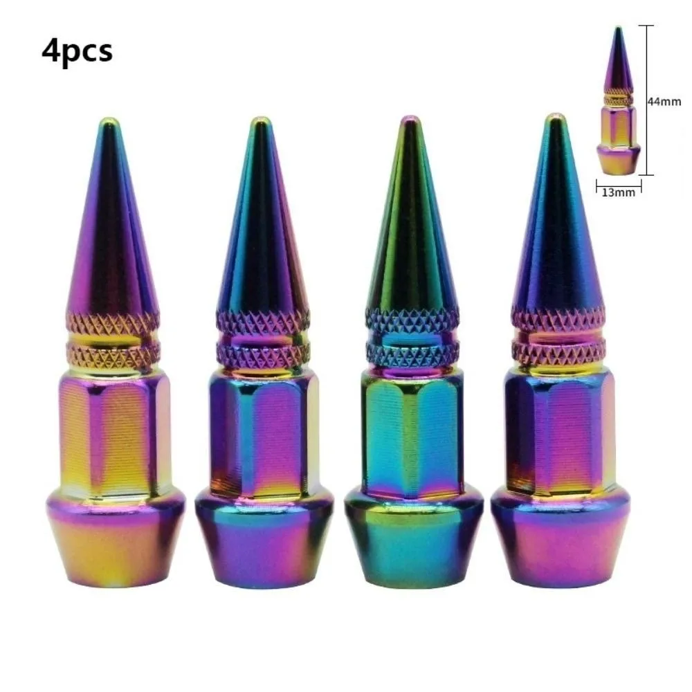 4pcs Aluminum Colorful Car Tire Valve Cap Anti Rust Leak Proof Dust Proof Anodized Tire Valve Caps