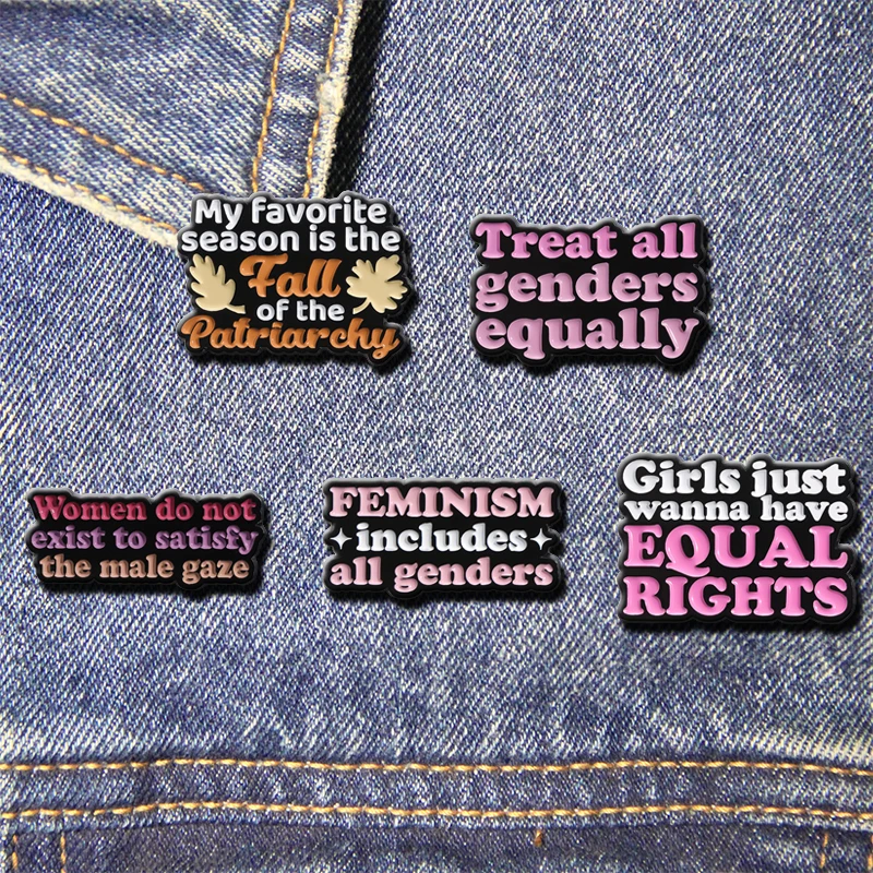 Feminist Slogan Enamel Pins Custom Girls Just Wanna Have Equal Rights Brooch Lapel Badges Jewelry Gift for Women