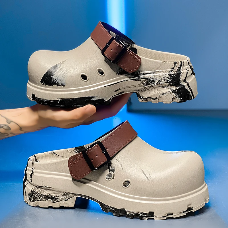 Men's Summer Outdoor Wearable Sporty Themed Slippers Comfortable Wearable Soft Bottom Hole Hole Shoes Anti-Slip Wear Resistant