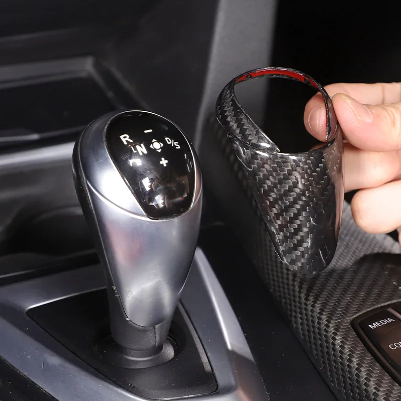 Für BMW M3 M4 F80 F82 2014-2019 Echte Carbon-Faser Schalthebelkopf-Abdeckung Rahmen Dekorative Auto-Innenausstattung