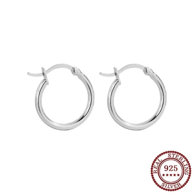 

Minimalist Small Accessories Retro Women S925 Pure Silver Earrings New Trend Creative Circle Ear Buckle
