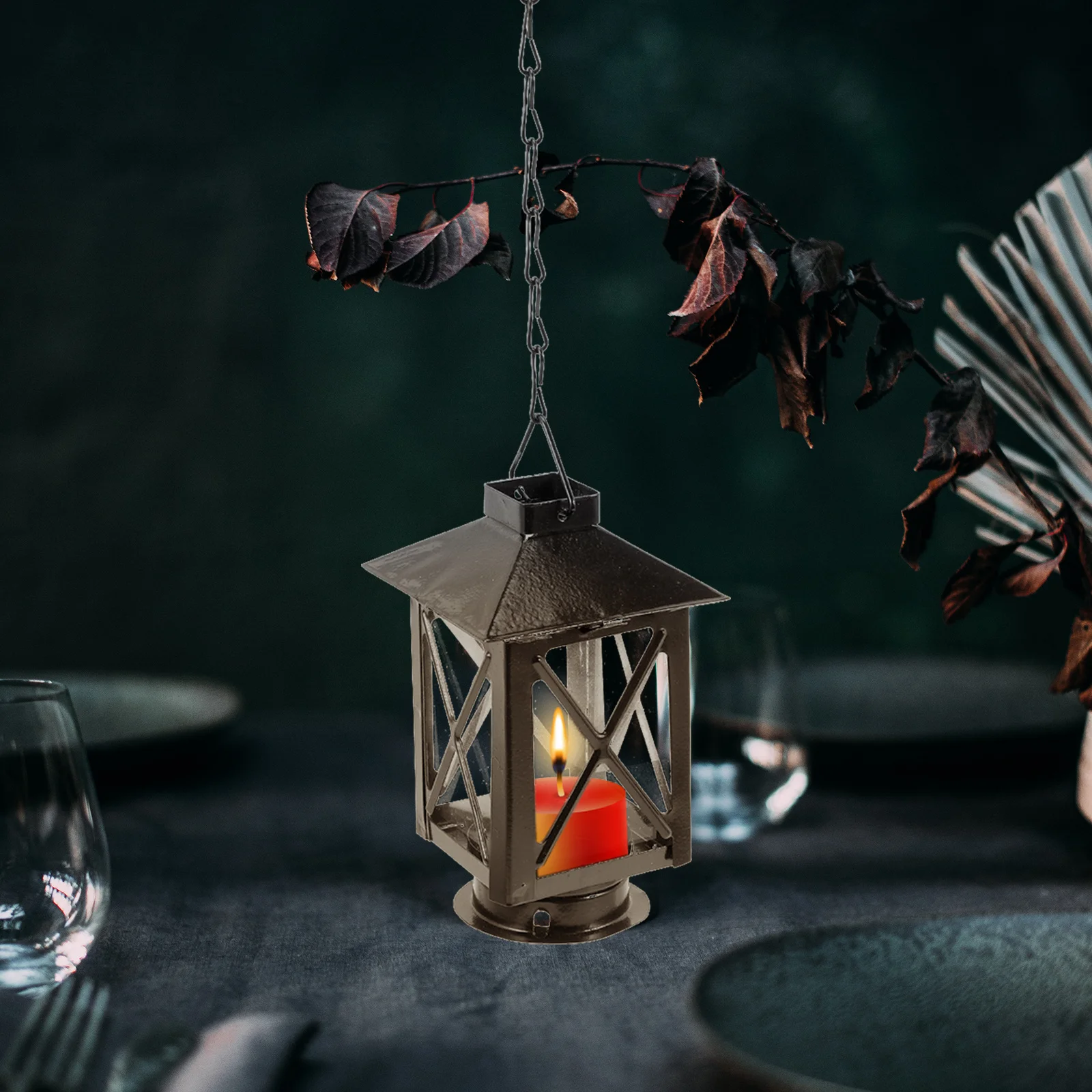 معلقة حامل معدني الحديد نمط خمر للمنزل بار مطعم جدار ديكور الشاي ضوء فانوس حفل زفاف #5