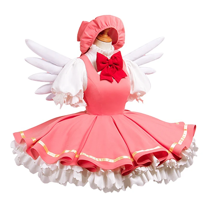 

PRESALE Cardcaptor Sakura Cosplay Costume Kinomoto Sakura Luxury Pink Dress+Wings Full Set Carnival Halloween Costumes for Women