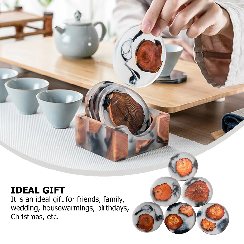 

6pcs Resin Cup Mat Creative Waterproof Coasters Mug Mat For Home Office Decorative Use Bright Color Artistic Design