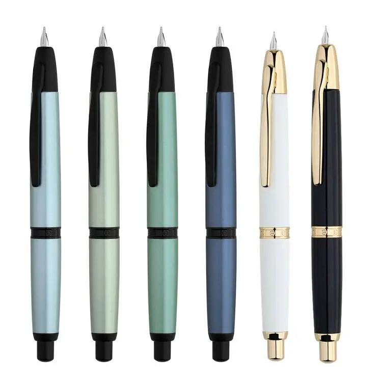 

New Colors MAJOHN A1 Press Fountain Pen Fine Nib Retractable Metal with Clip & Converter for Writing