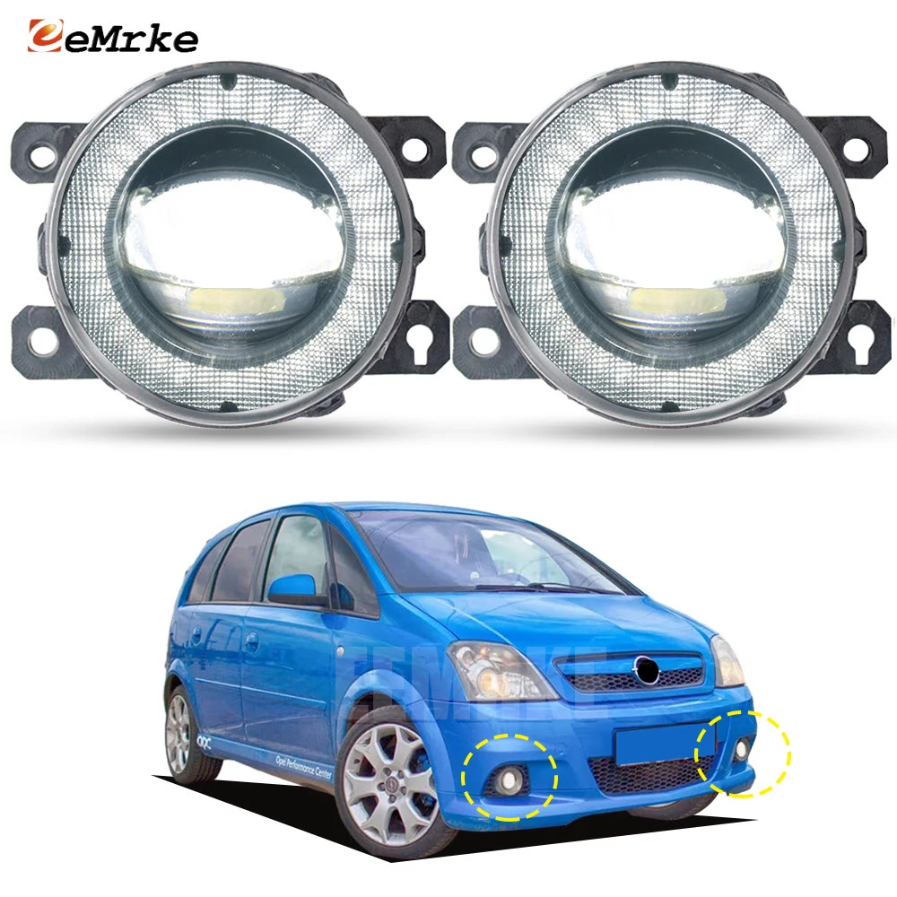 Upgrade Led Car Fog Lights Assembly with Glass Lens for Opel Meriva OPC A Facelift 2006 2007 2008 2009 2010 Angel Eyes DRL PTF