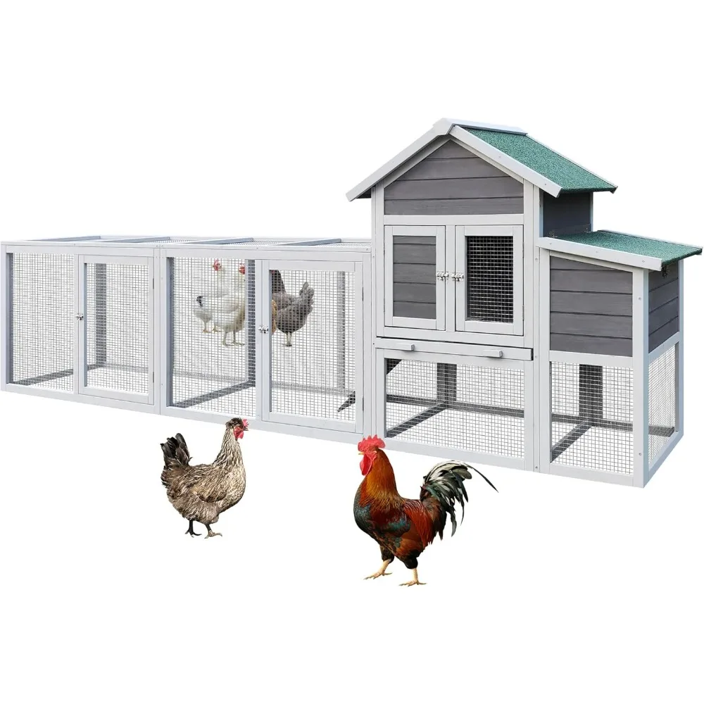 

123" large chicken coop,outdoor wooden hen house for 5-10 chickens,with rust-proof metal wire & asphalt roof,walk in chicken coo