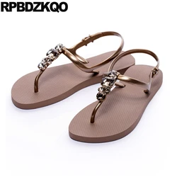 Thong Metallic Sandals Kawaii Funny Walking Rubber Cute Pvc Flats Cartoon Shoes T Strap Animal Beach Women Waterproof Metal Bear