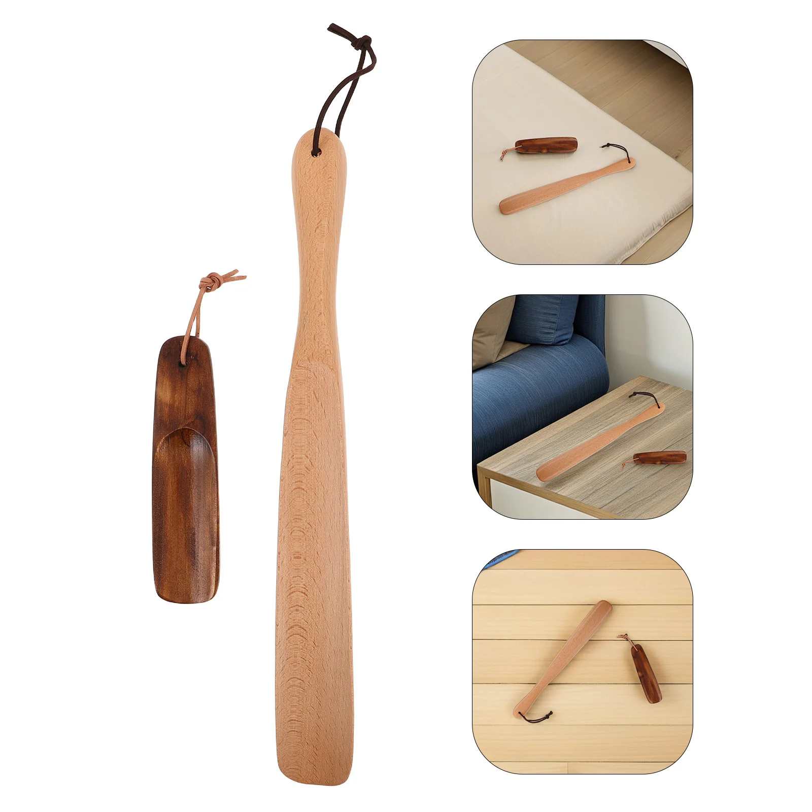 

2Pcs Wooden Shoehorn Premium Beech Shoe Horn for Men Women Long Handle Shoe Insert Tool Household Wear Convenient Daily Use