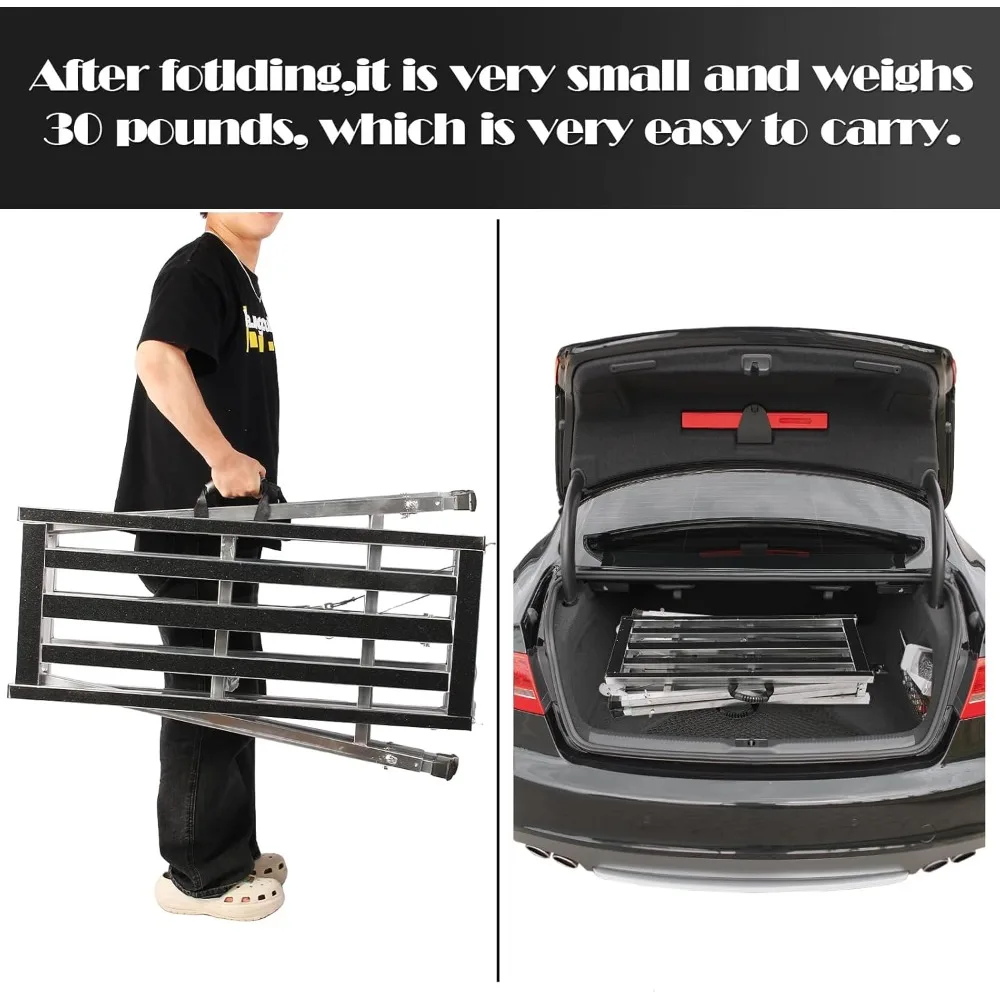 منصة سقالات قابلة للطي بارتفاع قابل للتعديل - سلم فولاذي محمول لإصلاح وصيانة المنزل، بطول 35-55 بوصة