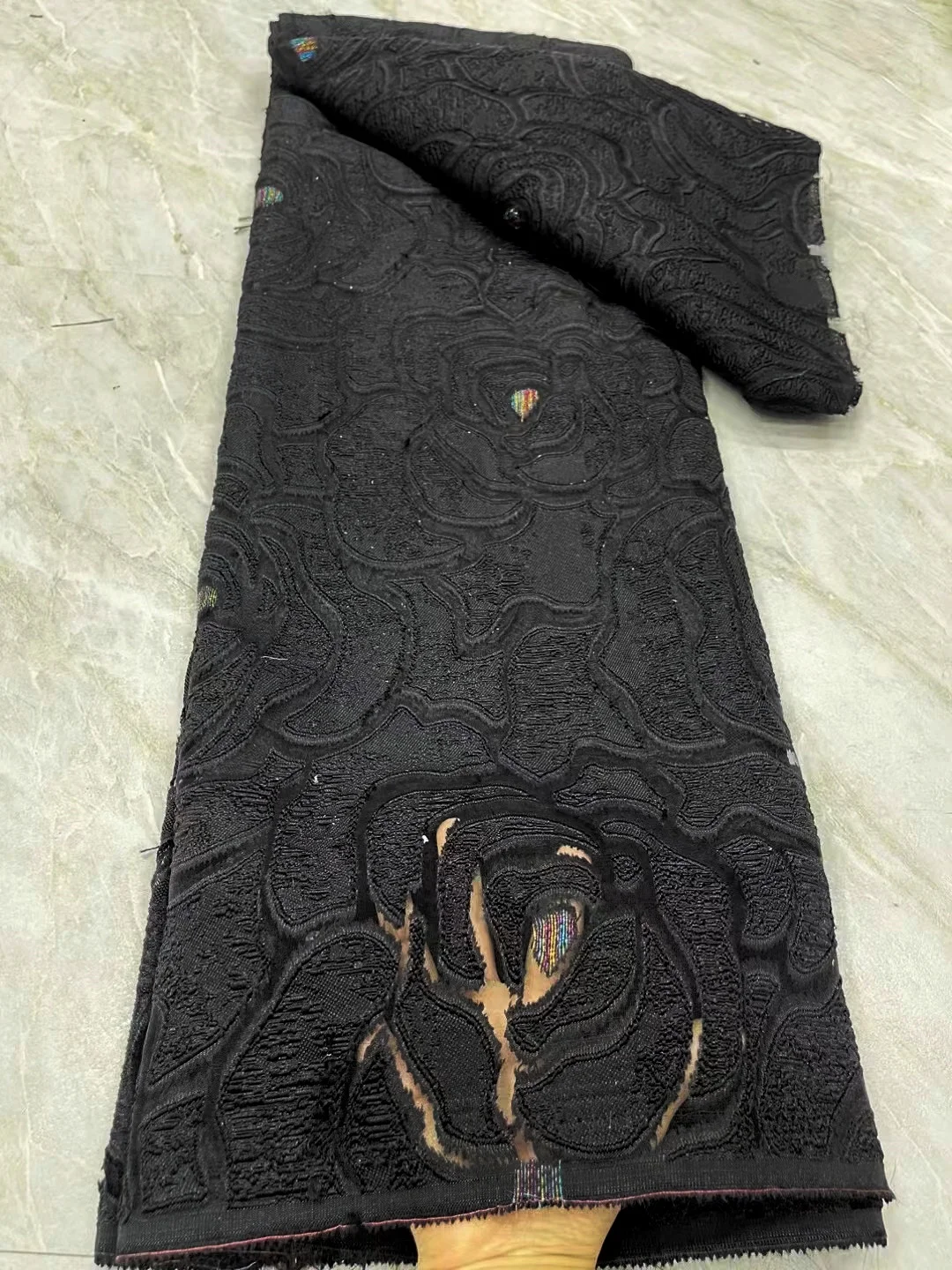 5 ياردة قماش دانتيل جاكار أبيض مادة بروكيد لخياطة فستان الحفلة الراقصة أزياء تنورة منفوشة #2