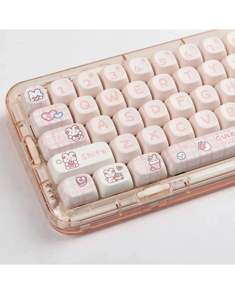 Cartoon Snack Bunny MOA Small Warp PBT Sublimation Keycaps Compatible With Ningzhi HI75 68 98 99 104 Keyboard