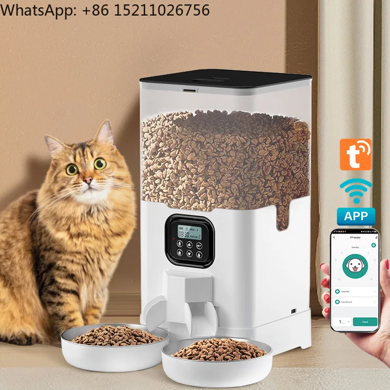 2 in 1 Automatic Smart Feeders for Dogs Cats Factory Wholesale Nonslip Pet Food Bowls Stainless Steel Plastic PP Steel Material