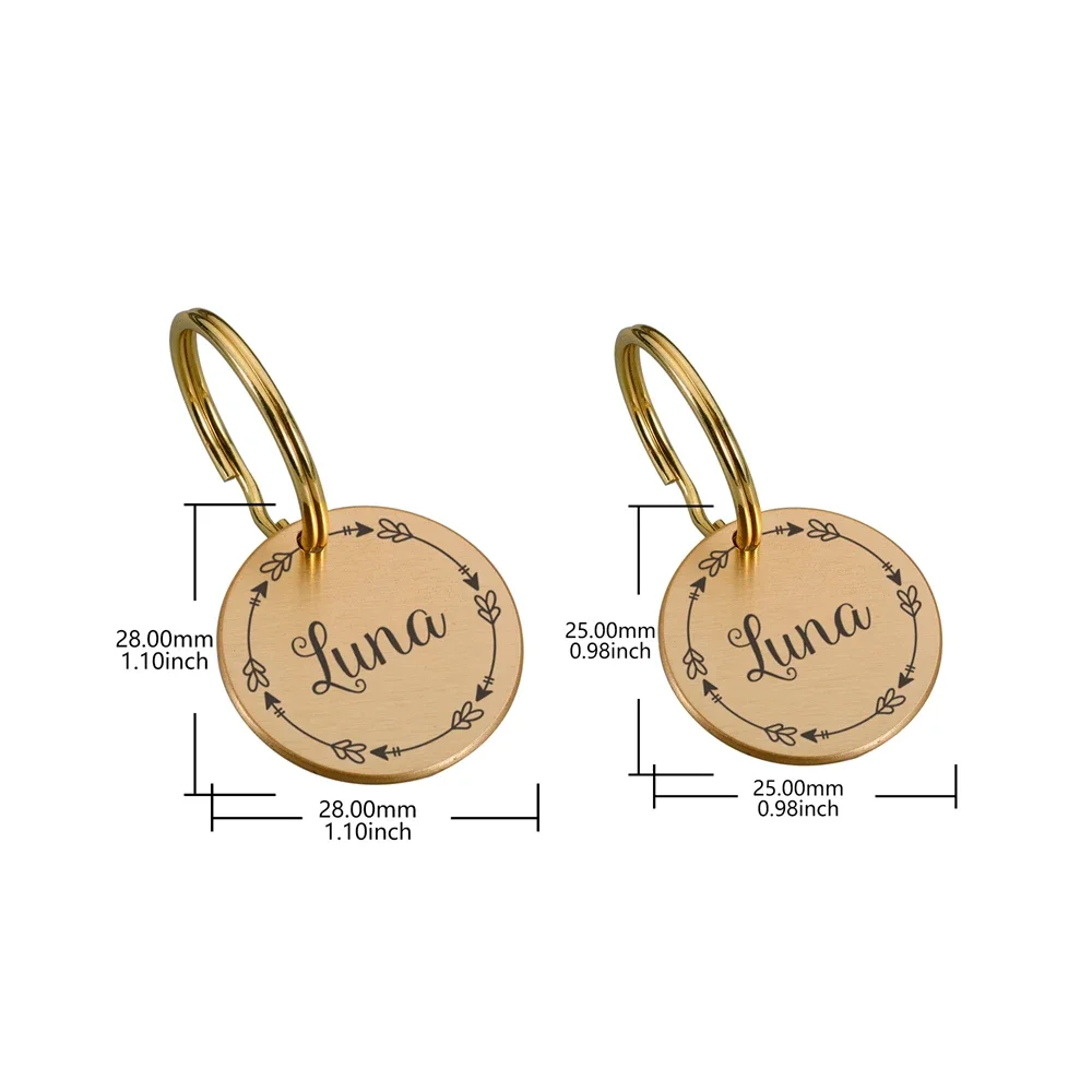 Personalized Brass Dog ID Tag Anti-lost Pet Name Tags Plates Free Engraving Cats Kitten ID Tag Nameplate Pendant for Pets