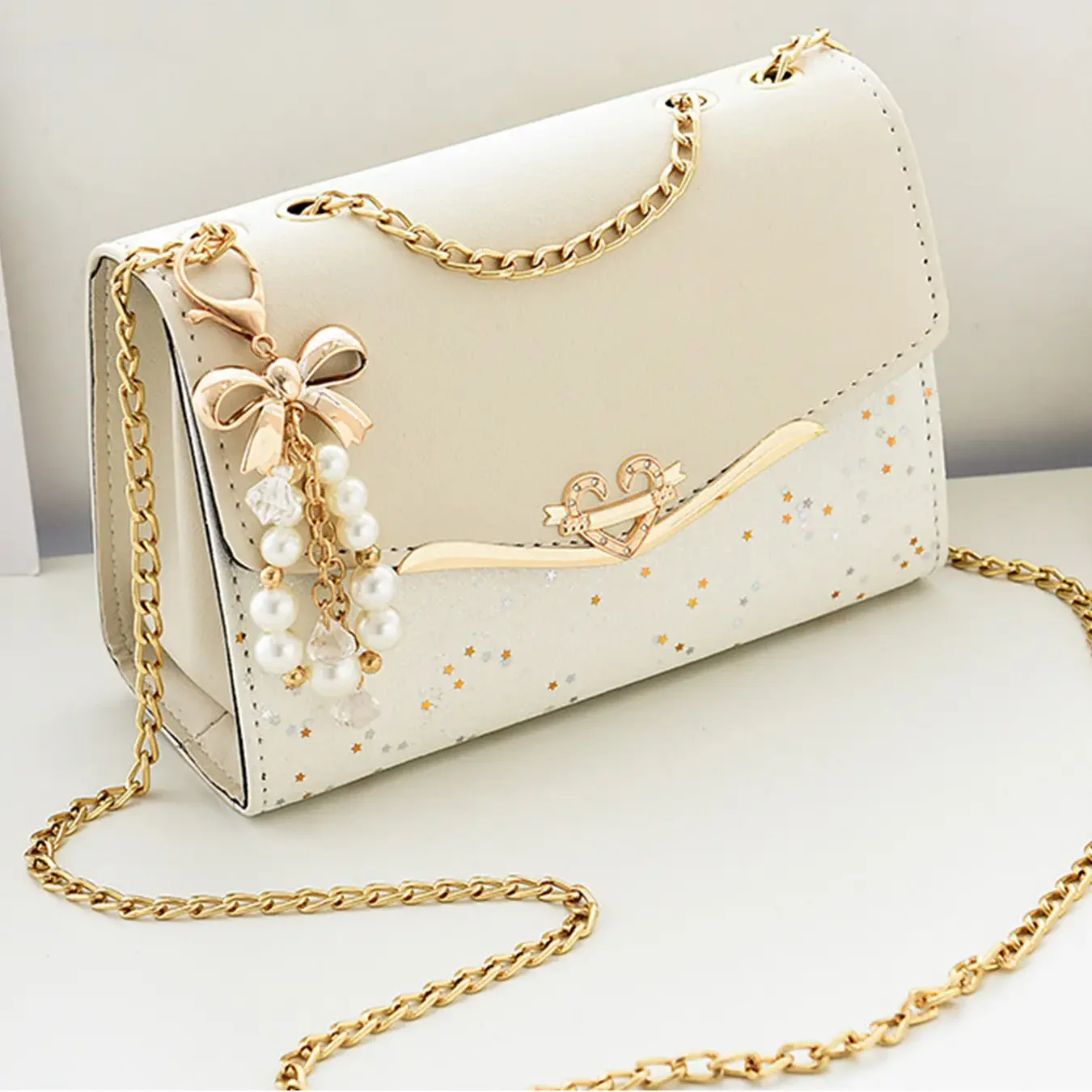 A pu leather bag ladies shoulder crossbody bag sequins fashion elegant ladies satchel cell phone bag coin purse