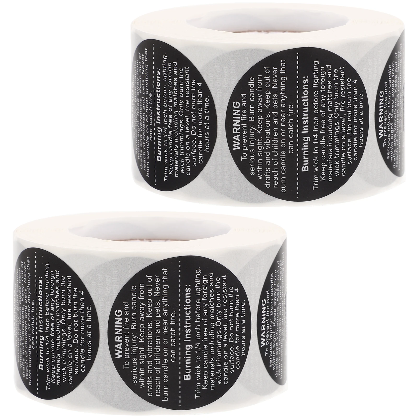 

C les Warning Sticker Safety Label 2 Rolls Round Black Wax Melting Supplies Durable Adhesive Shipping Packaging Decal