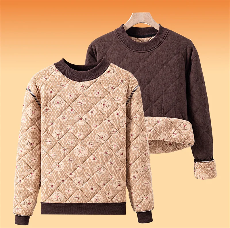 Winter Men's Long Sleeve T-shirt Fleece Lined Thickened Velvet Warm Pullover Tops Solid Color Round Neck Base Shirt Casual Tees