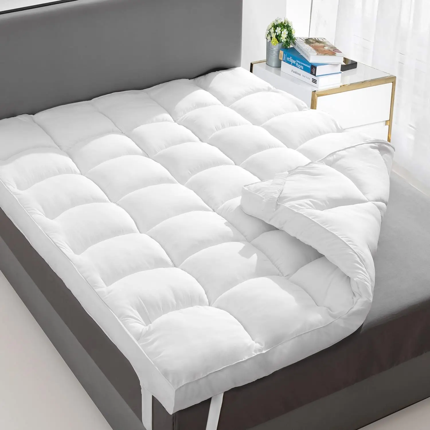 

Наматрасник Queen Size с охлаждающим эффектом и утолщенным слоем Pillow Top для облегчения боли в спине, подходит для матрасов глубиной 6-22 дюйма