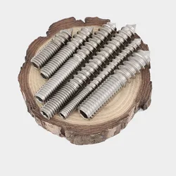 304 Stainless Steel Wooden Screw Hexagon Socket Double Head Pointed Tail Thread One End Set Self Tapping Screw M6