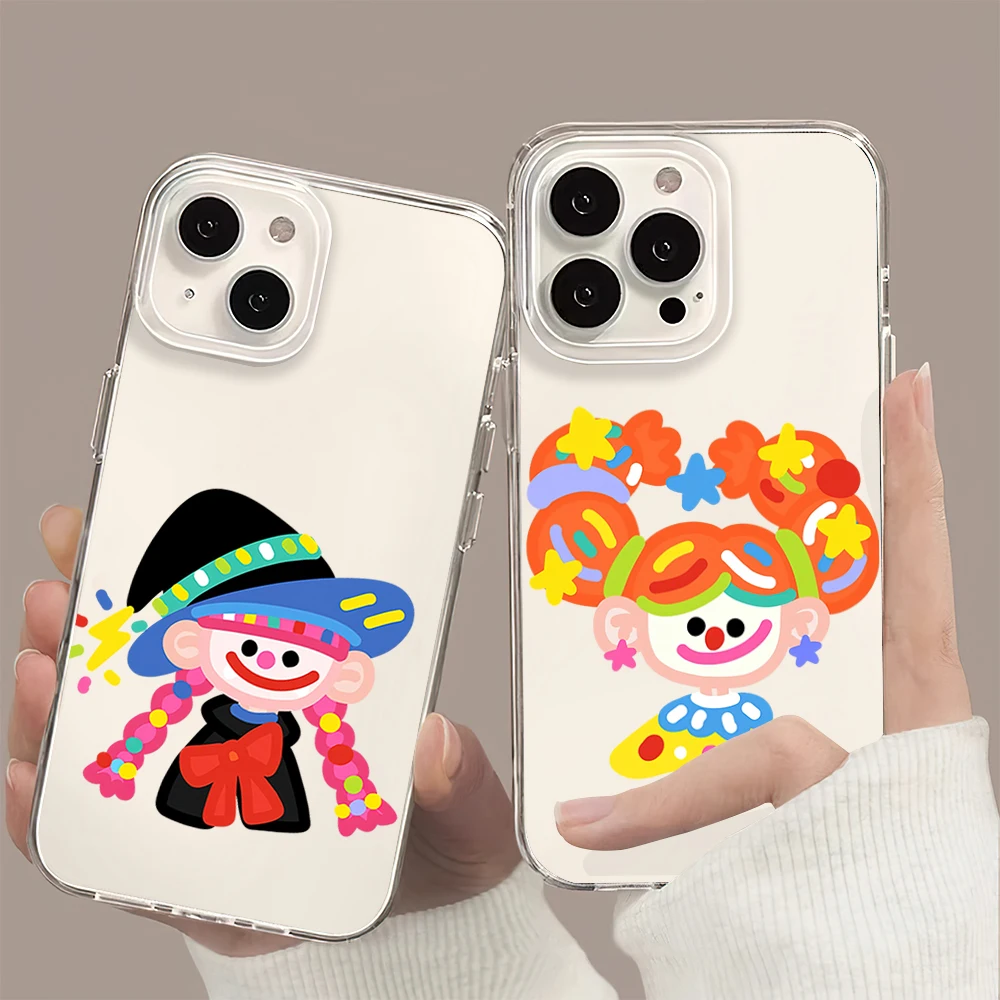 Happy Halloween Cute Witch Sorceress Girl Phone Case For iPhone 11 13 16 15 14 12 Pro Max Plus Clear Transparent Soft Shell