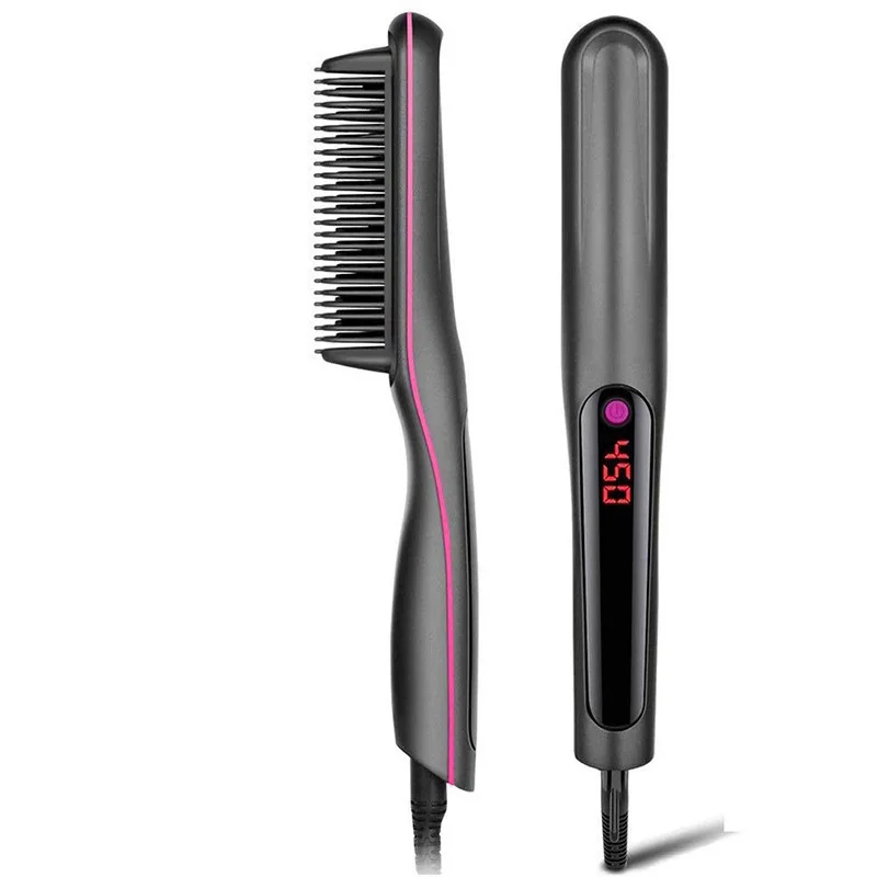 OEM Beard Straightener Heated Brush Ceramic Coating Hot Hair Straightening Comb Iron with Auto Temperature Lock for Men Women