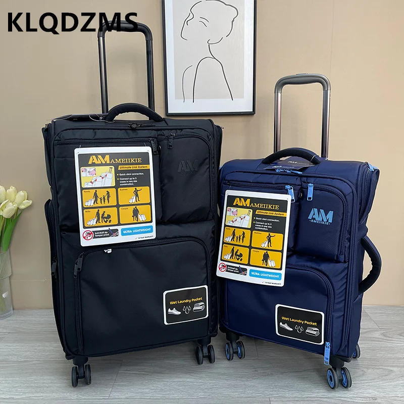 KLQDZMS 20"24"29Inch High-quality Suitcase Oxford Cloth Trolley Case Large Capacity Waterproof Boarding Box Rolling Luggage