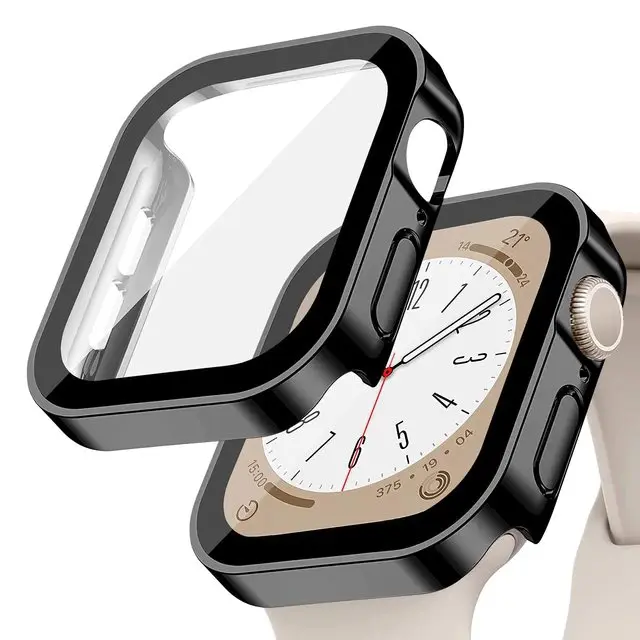 Glass+Case for Apple Watch 42 46mm 45mm 41 49 44mm 40 Mm Straight Edge Screen Protector Cover Case iWatch SE 6 7 8 9 10 11 Ultra - Image 20