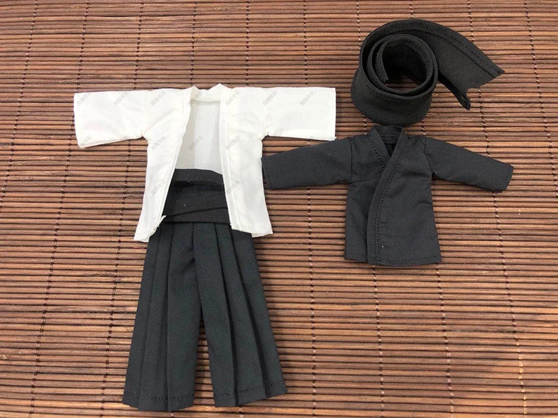 1/12 Men Soldier  Japanese Hakama Aikido Kendo Uniform Jacket+Pants Set Samurai  Training Costume For 6'' Action Figure