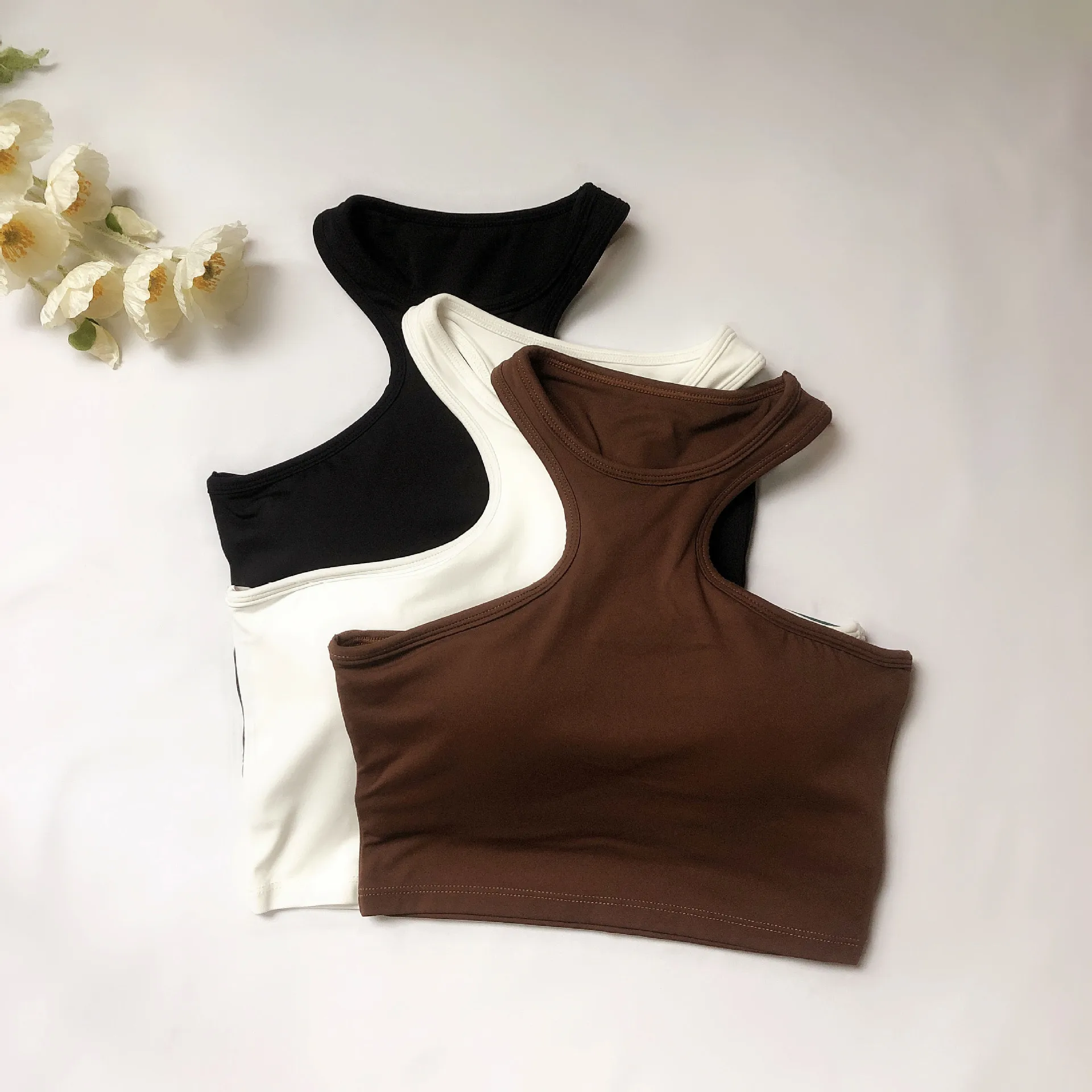 woman Sports and fitness top women's chest cushion wrapped quick drying running training irregular I-shaped vest camisoles vests