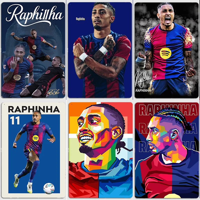 Raphinha Football Player Poster Vintage  Metal Posters Pub Sign Football Club Bedroom Bar Wall Decor Home Decor Room Decoration