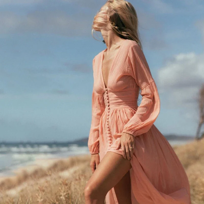 Vestido largo ajustado de cintura alta para mujer, traje elegante de manga farol para fiesta de noche, Año Nuevo, 2021