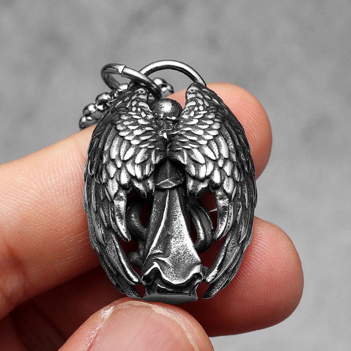 Angel Wings Patron Saint Amultes Stainless Steel Men Necklaces Pendant Chain Punk For Women Fashion Jewelry Gifts Wholesale